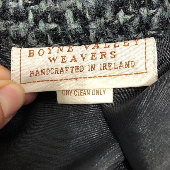 BOYNE VALLEY WEAVERS VTG Handcrafted Ireland Long Wool Blend Coat Medium Black - Picture 7 of 11